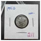 1945-D Mercury Silver Dime