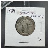 1924 Standing Liberty Silver Quarter