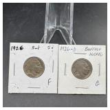 (2) Buffalo Nickels  See Photos for Dates
