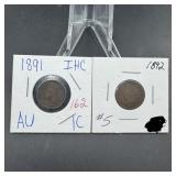 1891 & 1892 Indian Head Cents