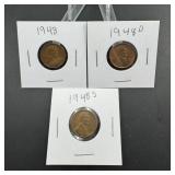 (3) 1948 Lincoln Wheat Cents  P, D & S