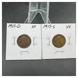1917 Plain & 1917-D Wheat Cents