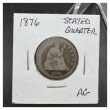1876 Seated Liberty Silver Quarter