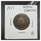 1877 Seated Liberty Silver Quarter