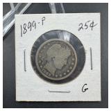 1899 Barber Silver Quarter