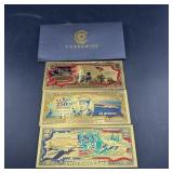 (3) Gold Foil 250th Celebration Dollars