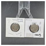 (2) Buffalo Nickels  See Photos for Dates