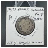 1915s Barber quarter key date only 704,000 minted