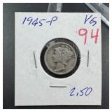 1945 Mercury Silver Dime