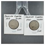 Two Canadian Silver Quarters