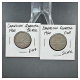 Two 1960 Canadian Silver Quarters