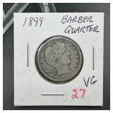 1899 Barber Silver Quarter