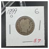 1899-O Barber Silver Quarter
