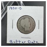 1900-O Barber Silver Quarter