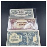Three Japanese Government Notes