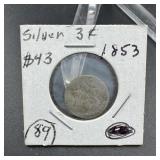 1853 Silver Three-Cent Coin