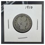 1910 Barber Silver Quarter