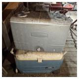 Two Coolers On Wheels - 2 Large Rolling Coolers