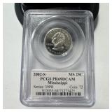2002-s Mississippi State Quarter Graded Pcgs Pr69d