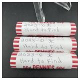 3 Rolls 2023-d Lincoln Cent Bank Rolls  Hard To F
