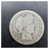 1914-d Barber Silver Quarter