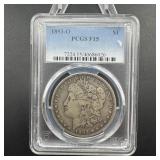 1893-o Morgan Silver Dollar Graded Pcgs Fine 15