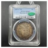 1878 Seven Tail Feathers Morgan Silver Dollar Grad