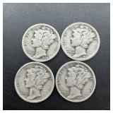 4 Better Date Mercury Silver Dimes