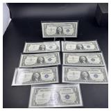 8 Consecutive 1957 $1 Silver Certificates Blue Sea