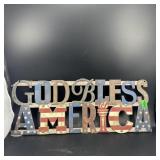 Decorative 'god Bless America' Tin Sign.