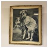 Antique Picture Frame W/ Print ï¿½ Approx. 19' X 19