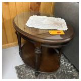 Oval End Table W/ Glass Top Protector