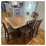 6-Piece Antique Quarter-Sawn Dining Table & Chair