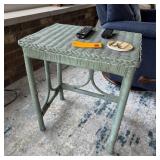 Painted Wicker End Table