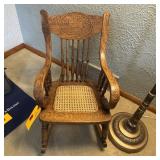 Antique Child's Quarter-sawn Cane Rocking Chair ï¿½