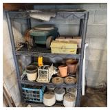Plastic Shelving Unit with Miscellaneous Contents