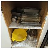 Kitchenware Lot ï¿½ Glass Bakeware, Pans, Strainers,