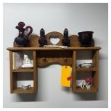 Wall Shelf W/ Avon Red-colored Glassware