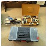 Assorted Sewing Items, Scissors & Tackle Box