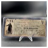 1862 Treasury Warrant $5 Note