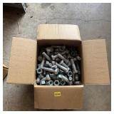 Box of 3/4-inch x 3-inch machine bolts and matchin