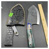 14-Inch Heavy-Duty Damascus Machete with Leather S