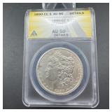 1890-CC Morgan Silver Dollar  Graded AU58