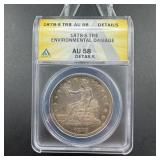 1878-s Trade Silver Dollar  Graded Au58