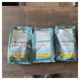 Three packs of shampoo caps with conditioner. See