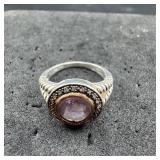 18K & Sterling Silver Purple Amethyst Ring  Size