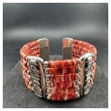 Joyas Vivac 950 Silver Coral Cuff Bracelet  62g /