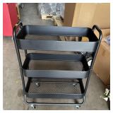 Three-tier metal rolling cart, approximately 12 x