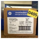 20-amp circuit breaker. See photos.