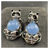 Sterling Silver Panda Earrings  30.9g / Approx. 1